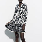 Stand-Collar Single-Breasted Mini Dress