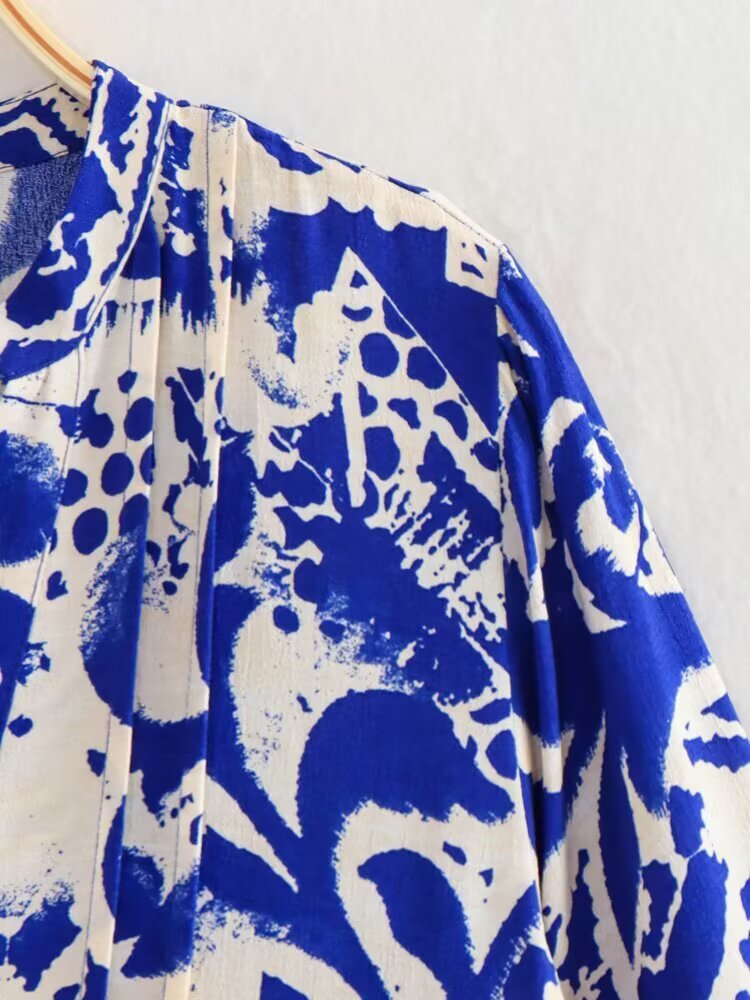 Women's V Neck Printing Casual Short Dress