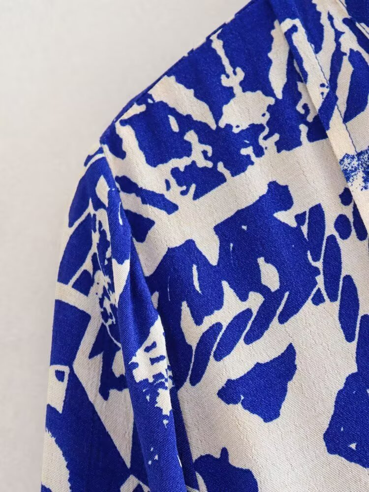 Women's V Neck Printing Casual Short Dress