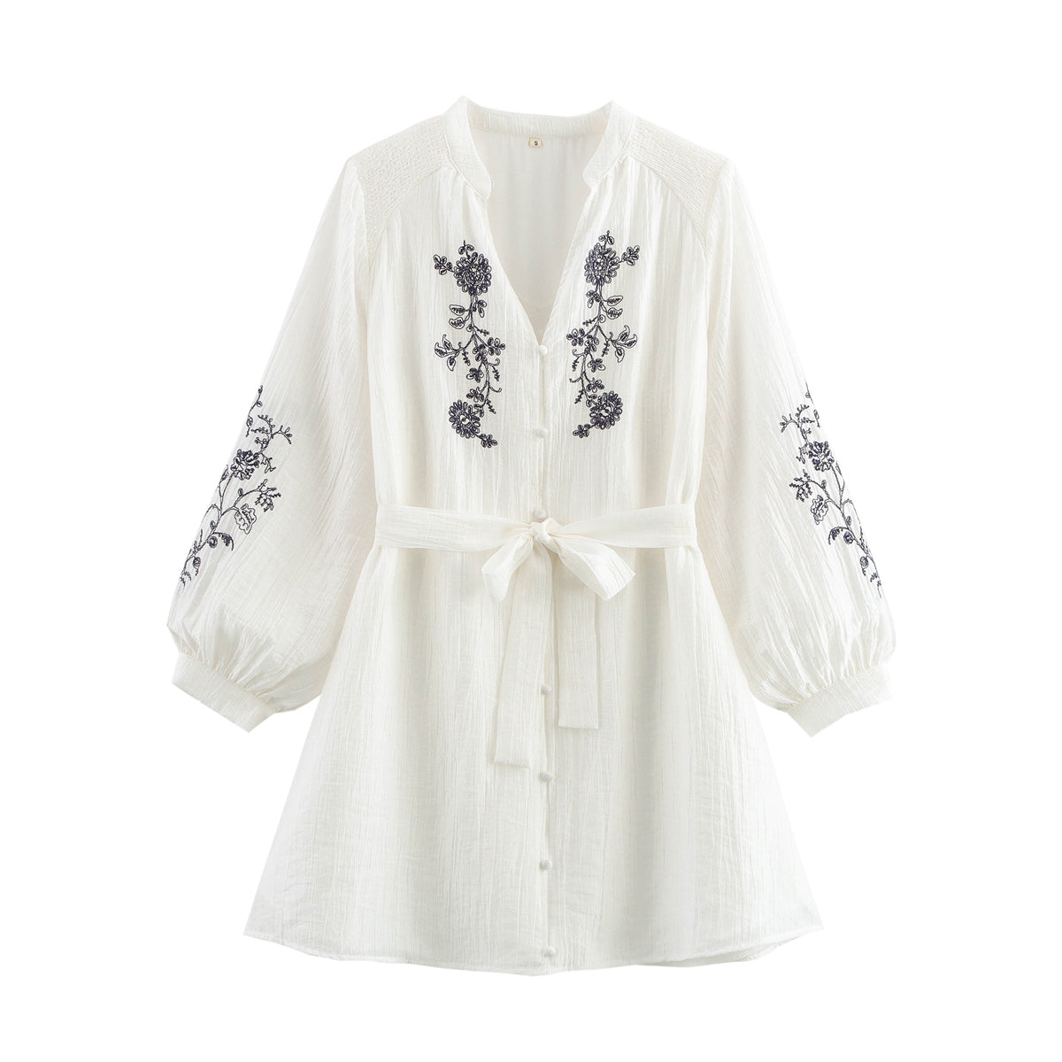 Women's Embroidered Floral V Neck Dress