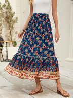 Positioning Printed Bohemian Holiday Seaside Beach Skirt