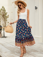 Positioning Printed Bohemian Holiday Seaside Beach Skirt