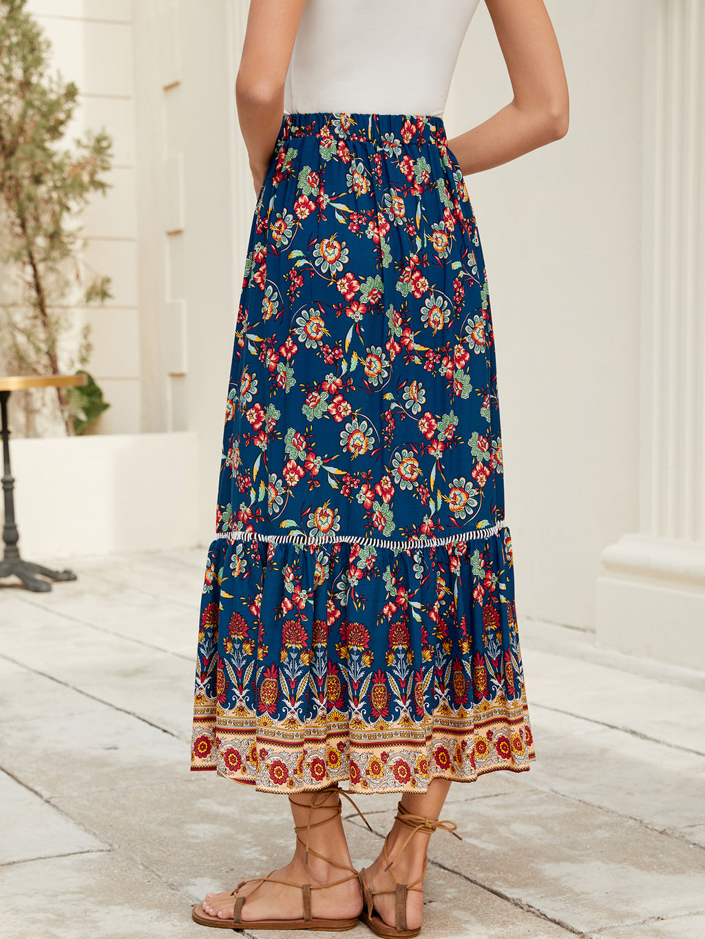 Positioning Printed Bohemian Holiday Seaside Beach Skirt