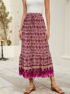Positioning Printed Bohemian Holiday Seaside Beach Skirt