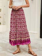 Positioning Printed Bohemian Holiday Seaside Beach Skirt