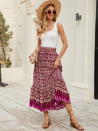 Positioning Printed Bohemian Holiday Seaside Beach Skirt