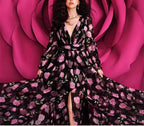 Women's Floral V Neck Swing Dress