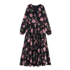 Women's Floral V Neck Swing Dress