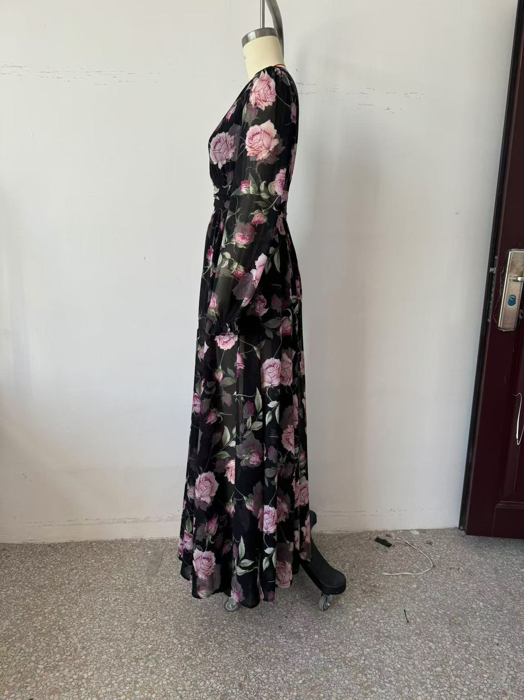 Women's Floral V Neck Swing Dress