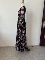 Women's Floral V Neck Swing Dress