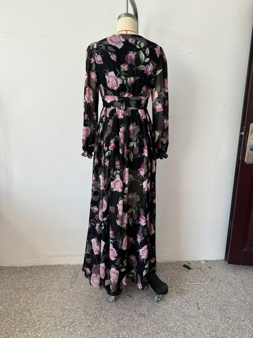 Women's Floral V Neck Swing Dress