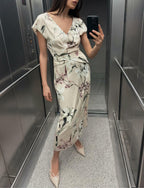 Floral V-Neck Sleeveless A-Line Maxi Dress