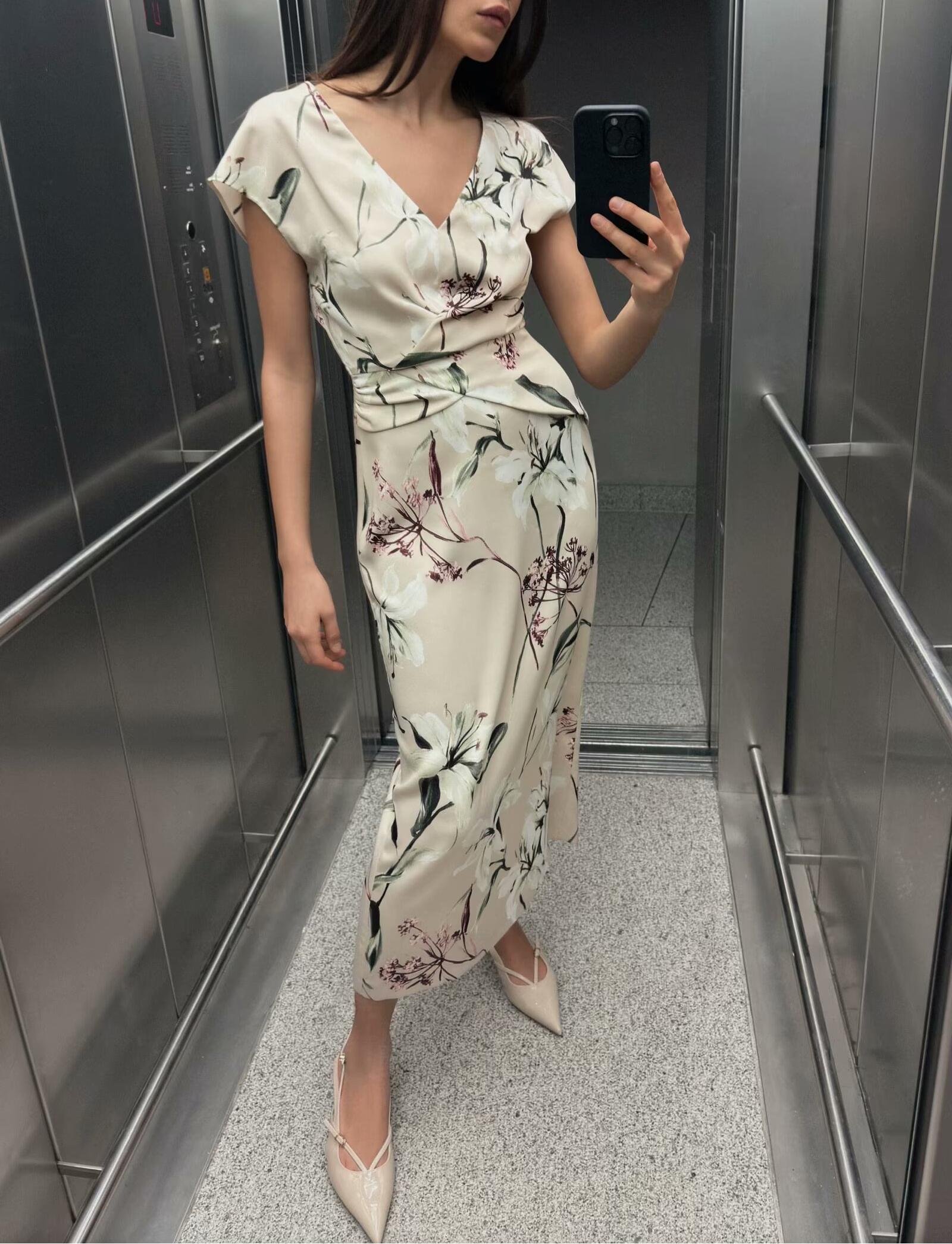 Floral V-Neck Sleeveless A-Line Maxi Dress