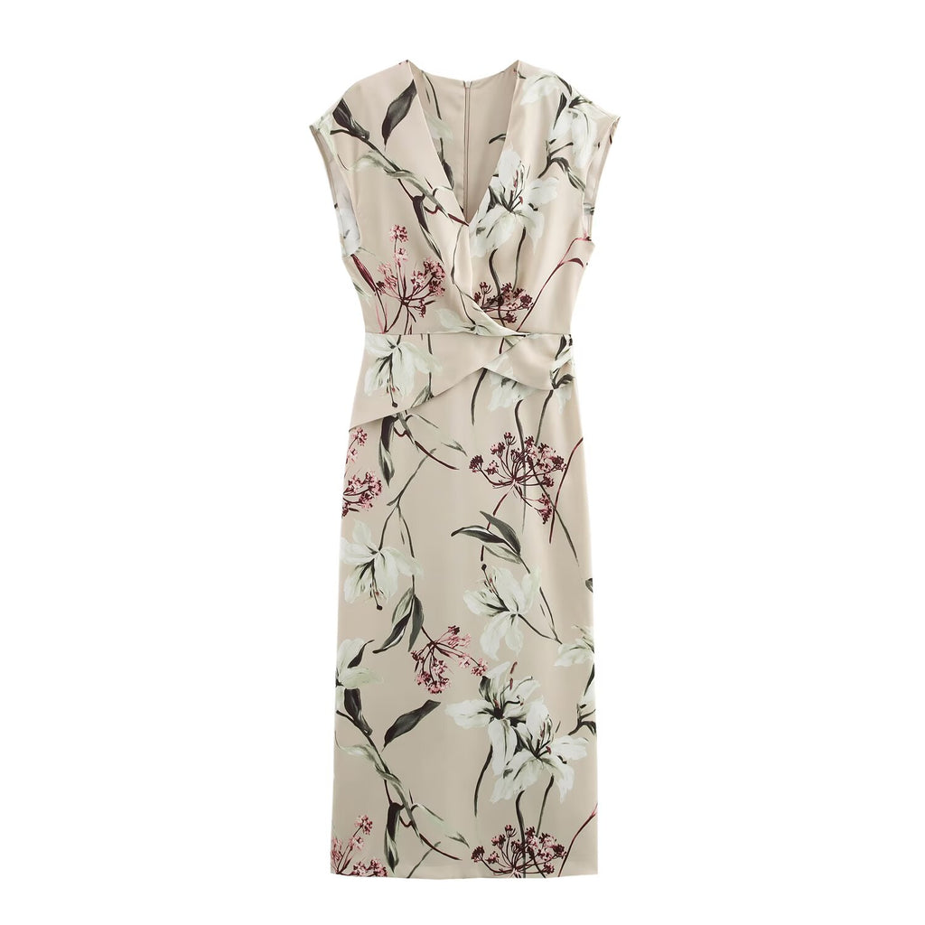 Floral V-Neck Sleeveless A-Line Maxi Dress