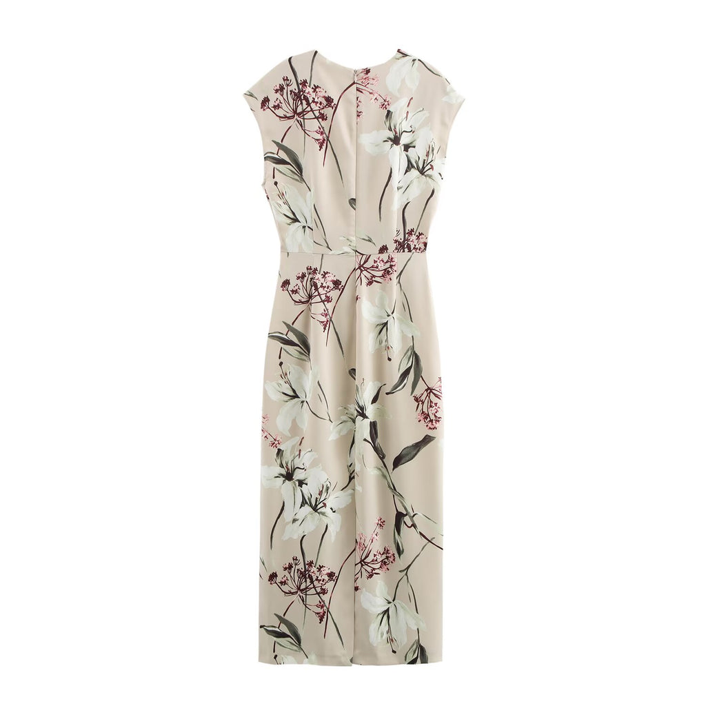 Floral V-Neck Sleeveless A-Line Maxi Dress