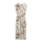 Floral V-Neck Sleeveless A-Line Maxi Dress