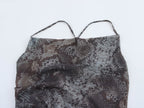 Women's Summer French Vintage Printed Slim Fit Backless Mesh Swing Collar Yarn Sling Dress