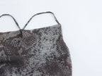 Women's Summer French Vintage Printed Slim Fit Backless Mesh Swing Collar Yarn Sling Dress