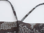 Women's Summer French Vintage Printed Slim Fit Backless Mesh Swing Collar Yarn Sling Dress