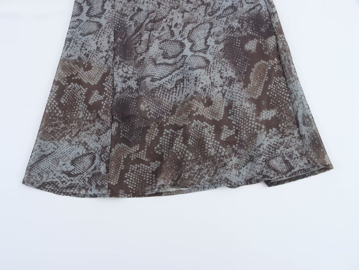 Women's Summer French Vintage Printed Slim Fit Backless Mesh Swing Collar Yarn Sling Dress