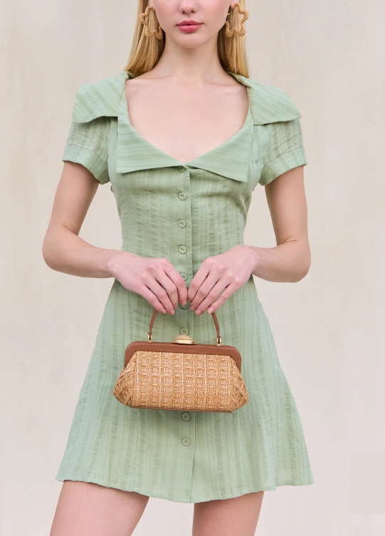 Collared Button Short-Sleeve A-Line Mini Dress