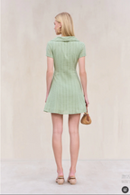 Collared Button Short-Sleeve A-Line Mini Dress