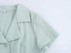 Collared Button Short-Sleeve A-Line Mini Dress