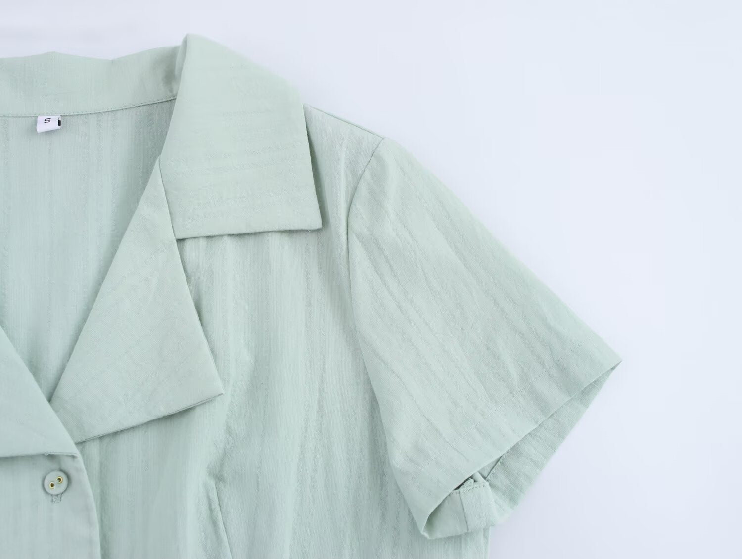 Collared Button Short-Sleeve A-Line Mini Dress