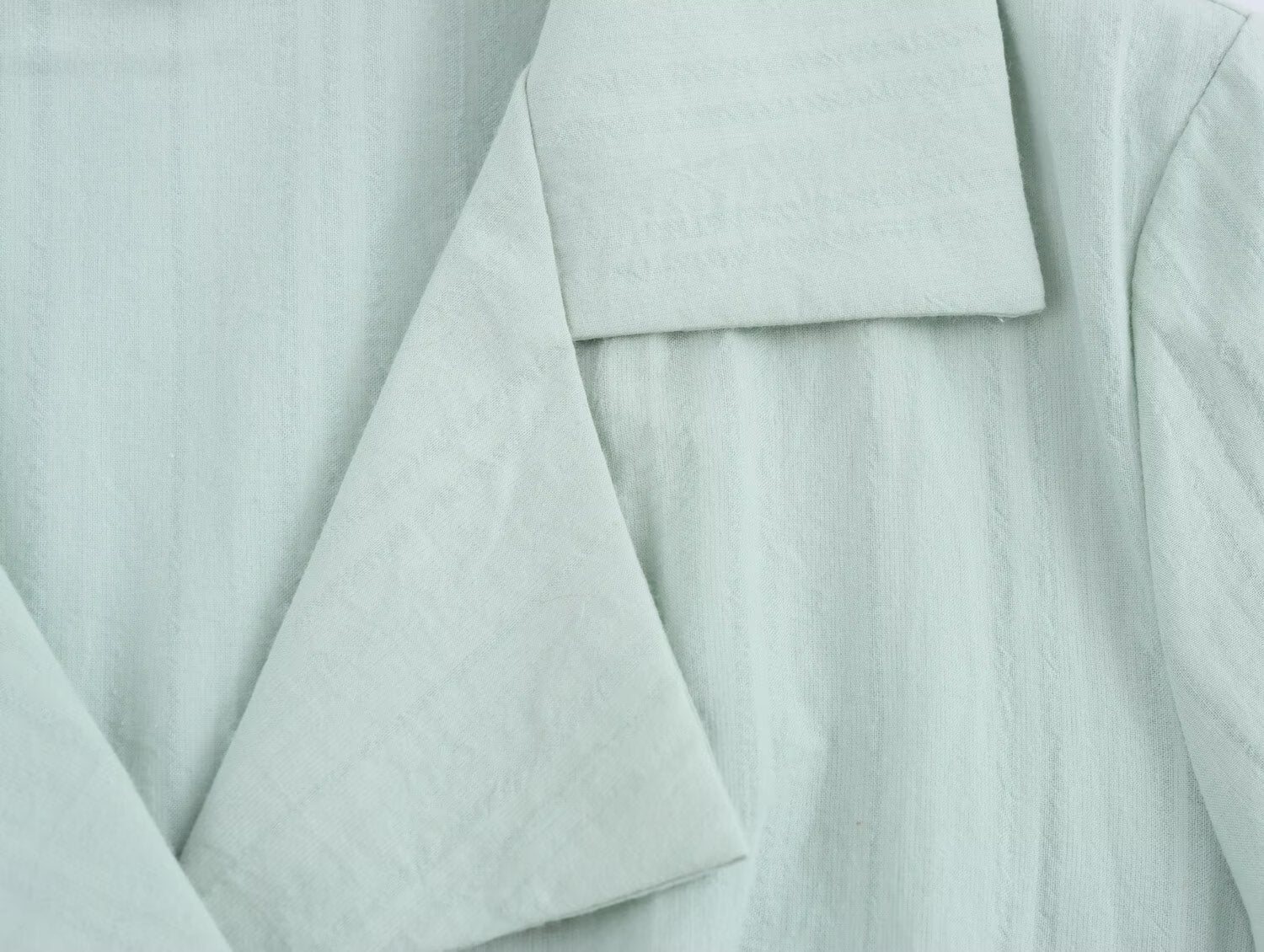 Collared Button Short-Sleeve A-Line Mini Dress