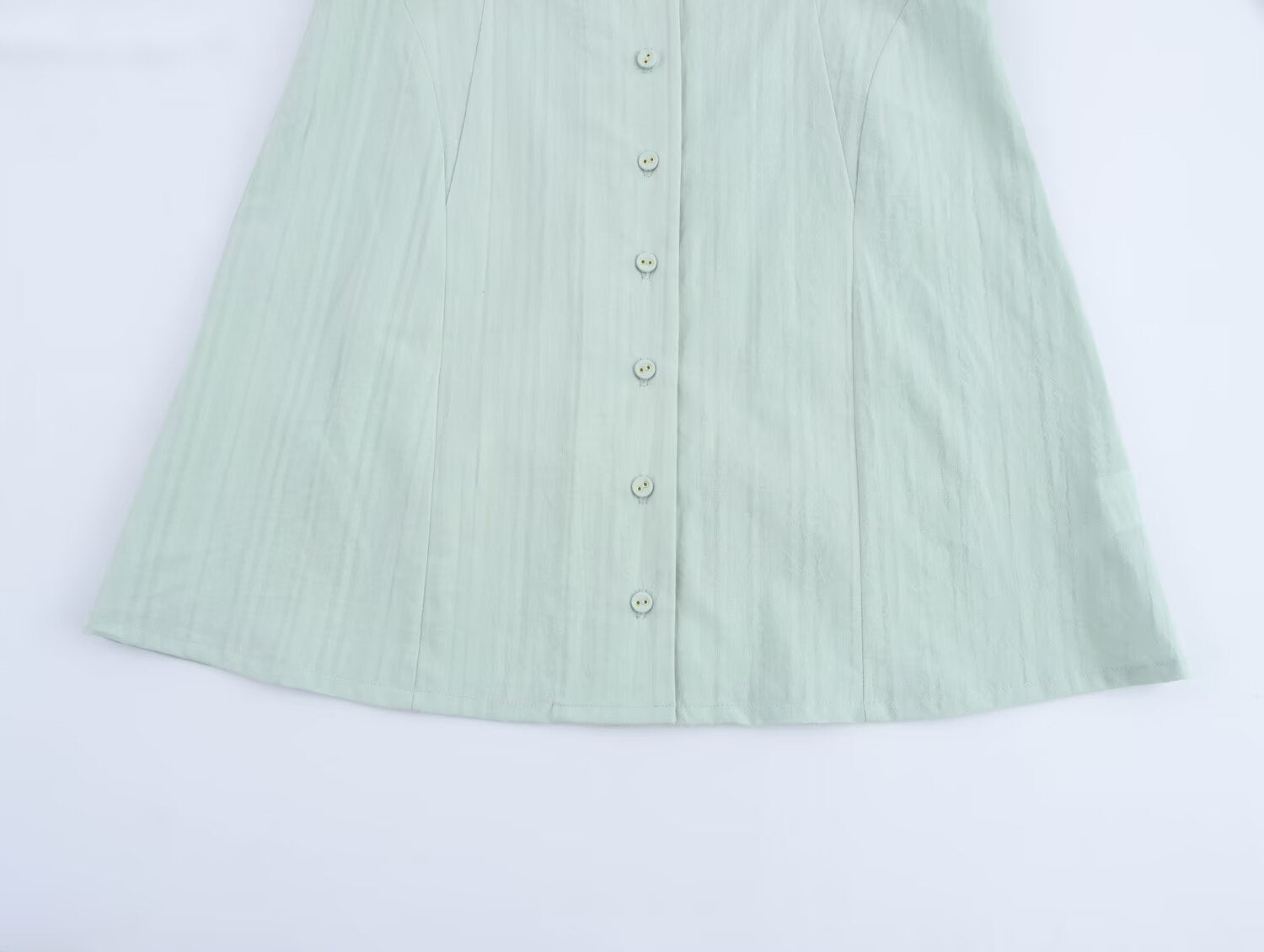 Collared Button Short-Sleeve A-Line Mini Dress