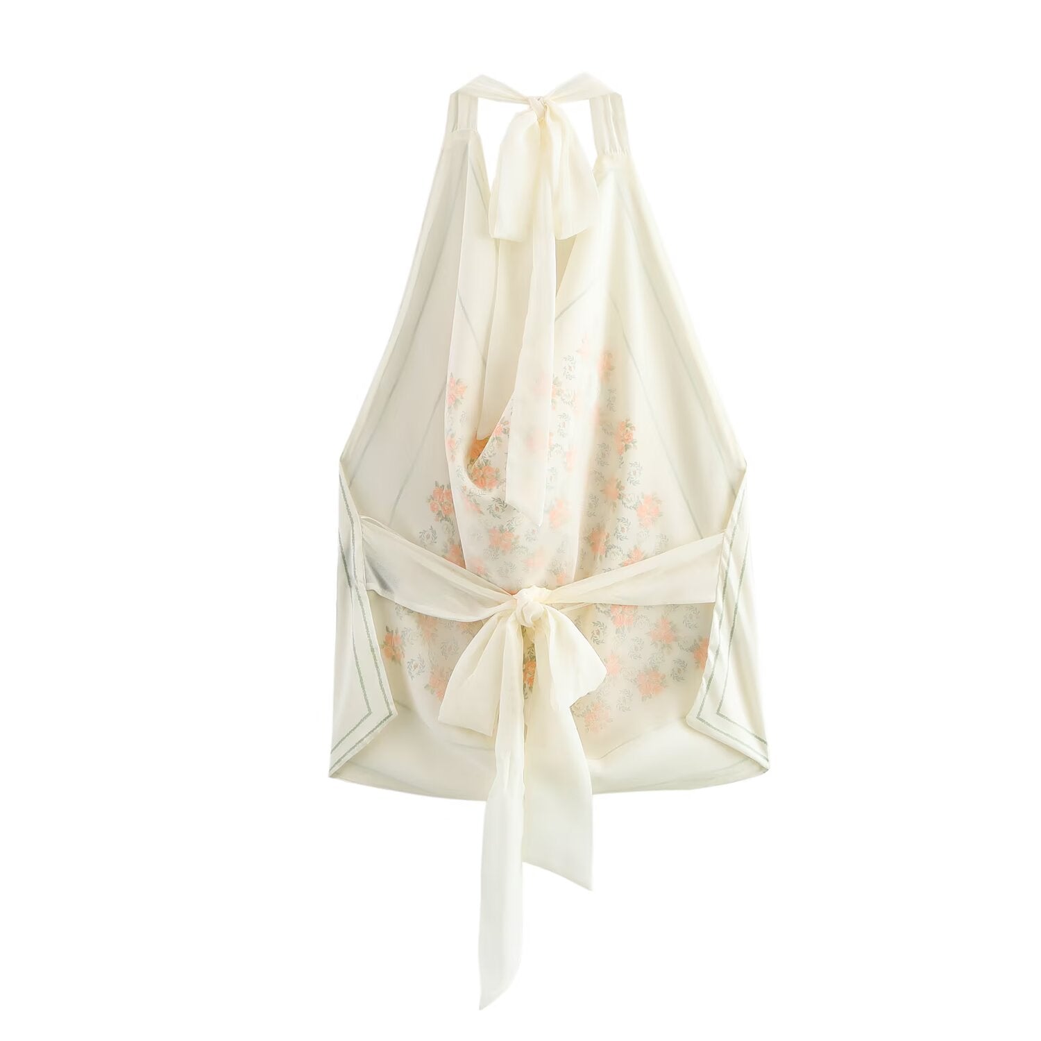 Floral Printed Satin-Look Halter Top