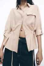 Women's Retro Polo Collar Graceful Hunting Decorative Shirt
