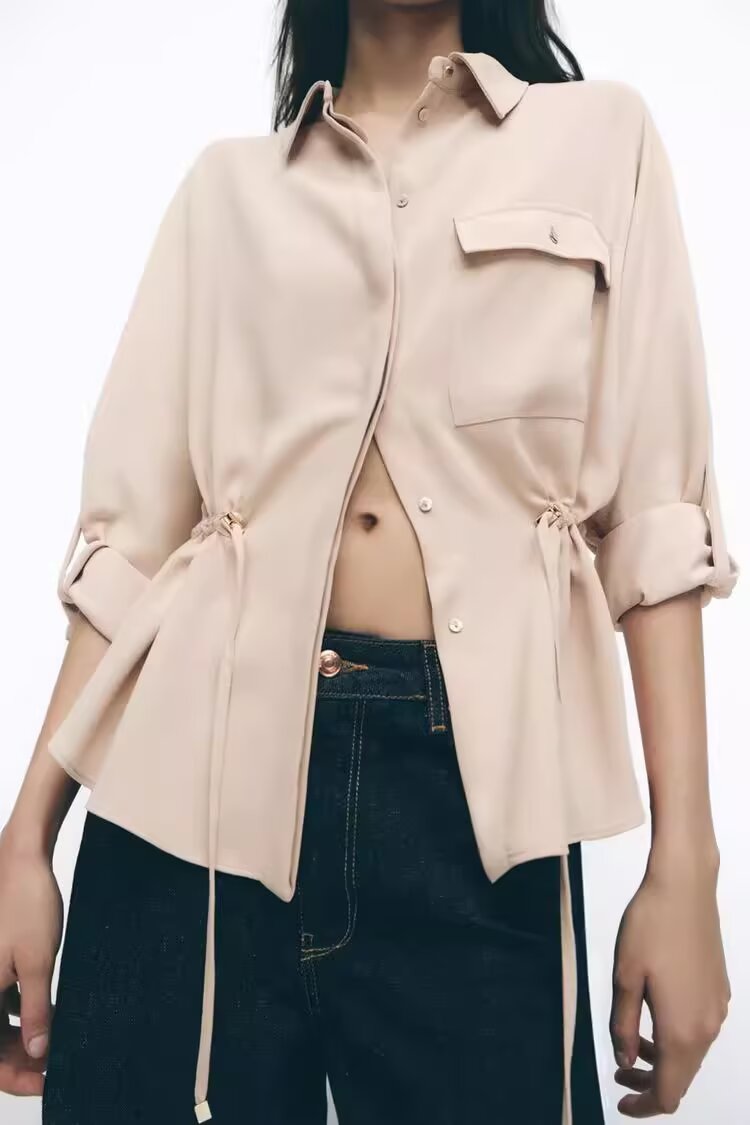 Women's Retro Polo Collar Graceful Hunting Decorative Shirt