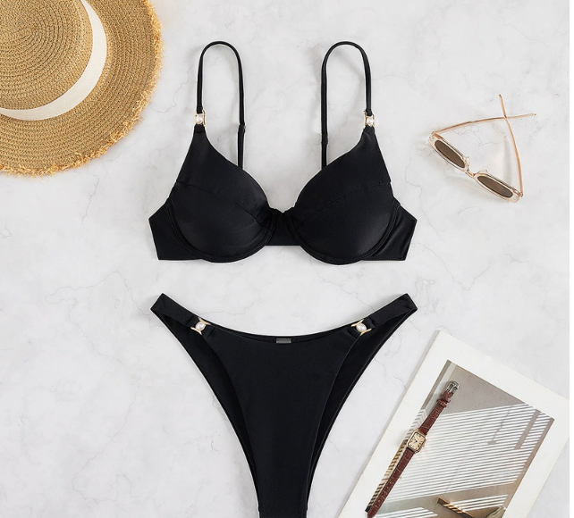 Solid Color Bikini Swimwear