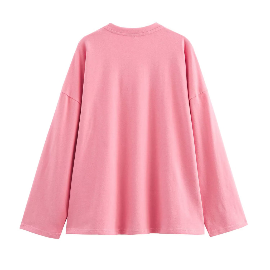 Women's Pink Graphic Crew Neck Top