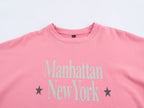 Women's Pink Graphic Crew Neck Top