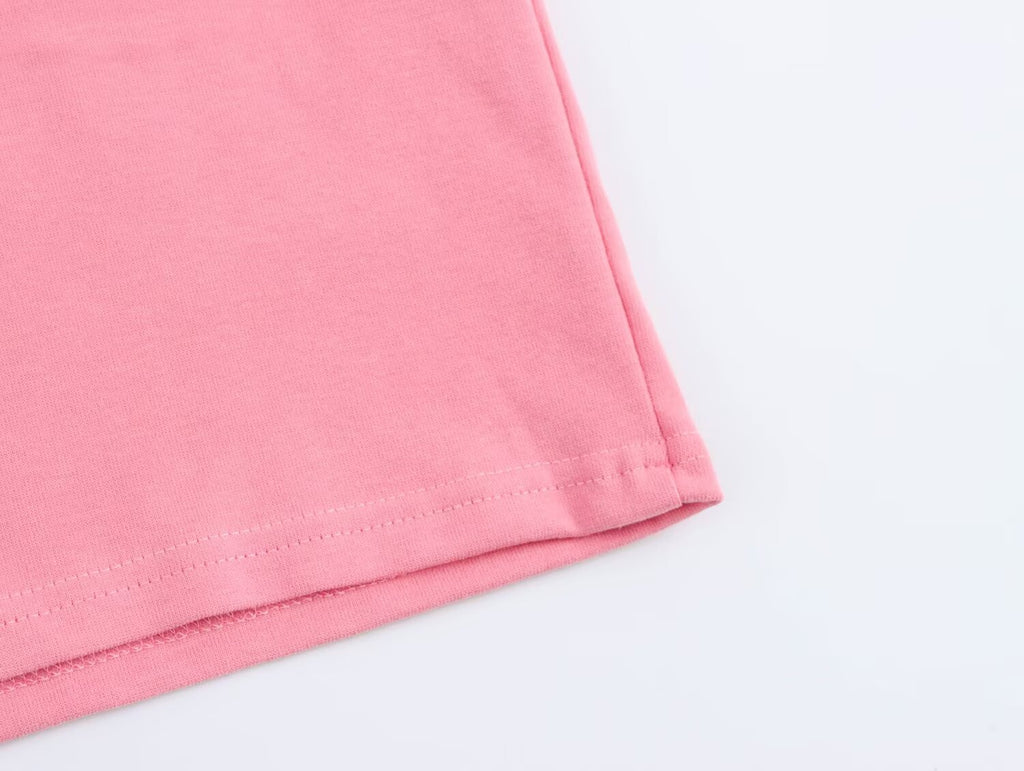 Women's Pink Graphic Crew Neck Top