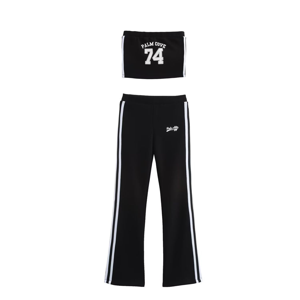 Spring Tube Top Bell Bottom Pants Set
