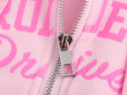 Letter Graphic Print Hooded Velvet Jacket Bootcut Pants Casual Sports Set