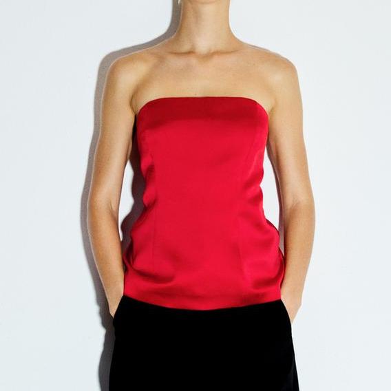 Silk Satin Texture Strapless Tube Top