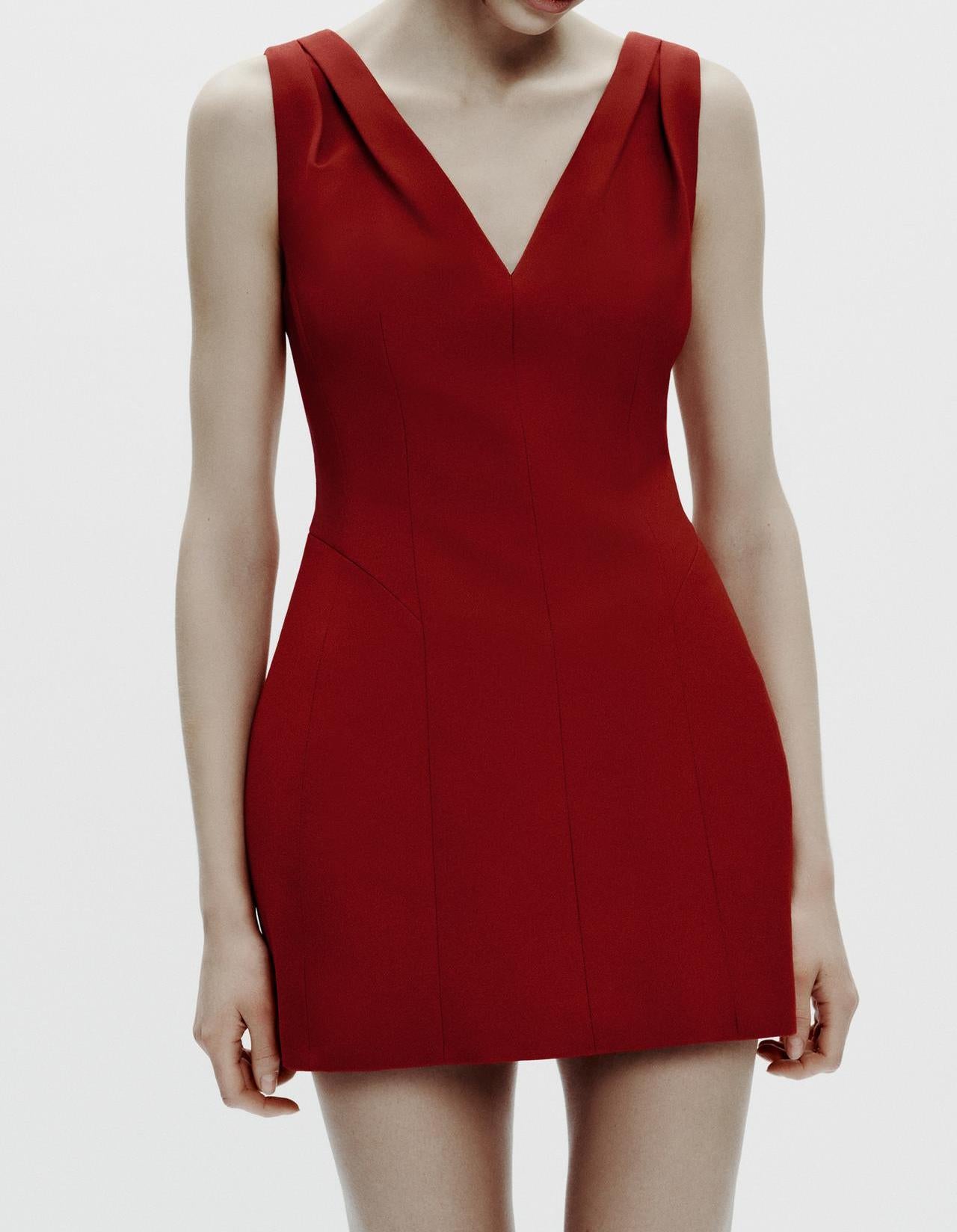 V-Neck Sleeveless Bodycon Mini Dress