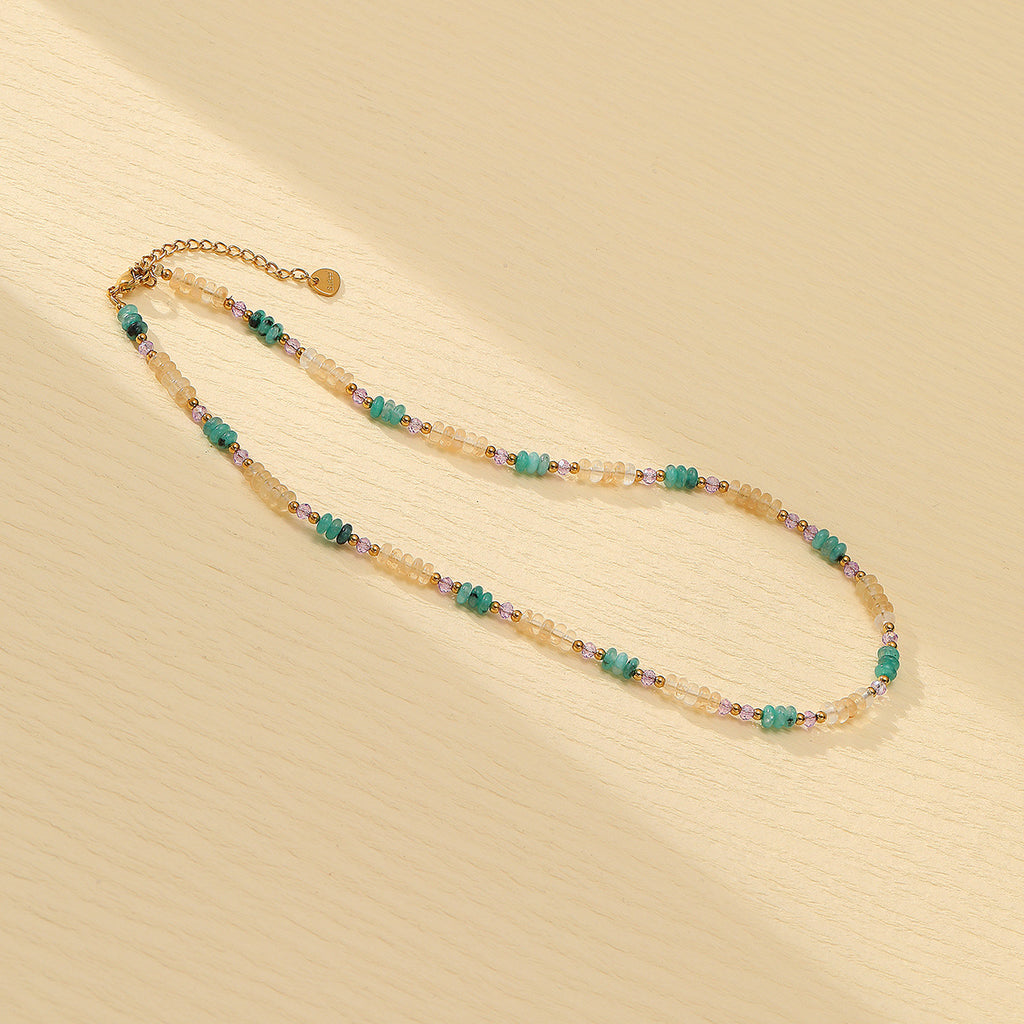 Blue Natural Stone Pearl Necklace