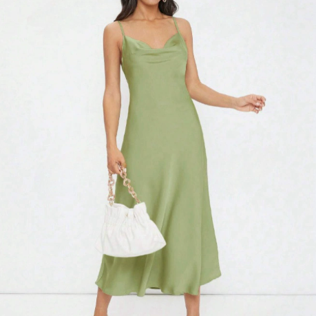 Women's Satin Deep V Sling Dress