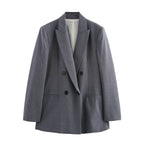 Double Breasted Blazer With Padded Shoulder Pant Set