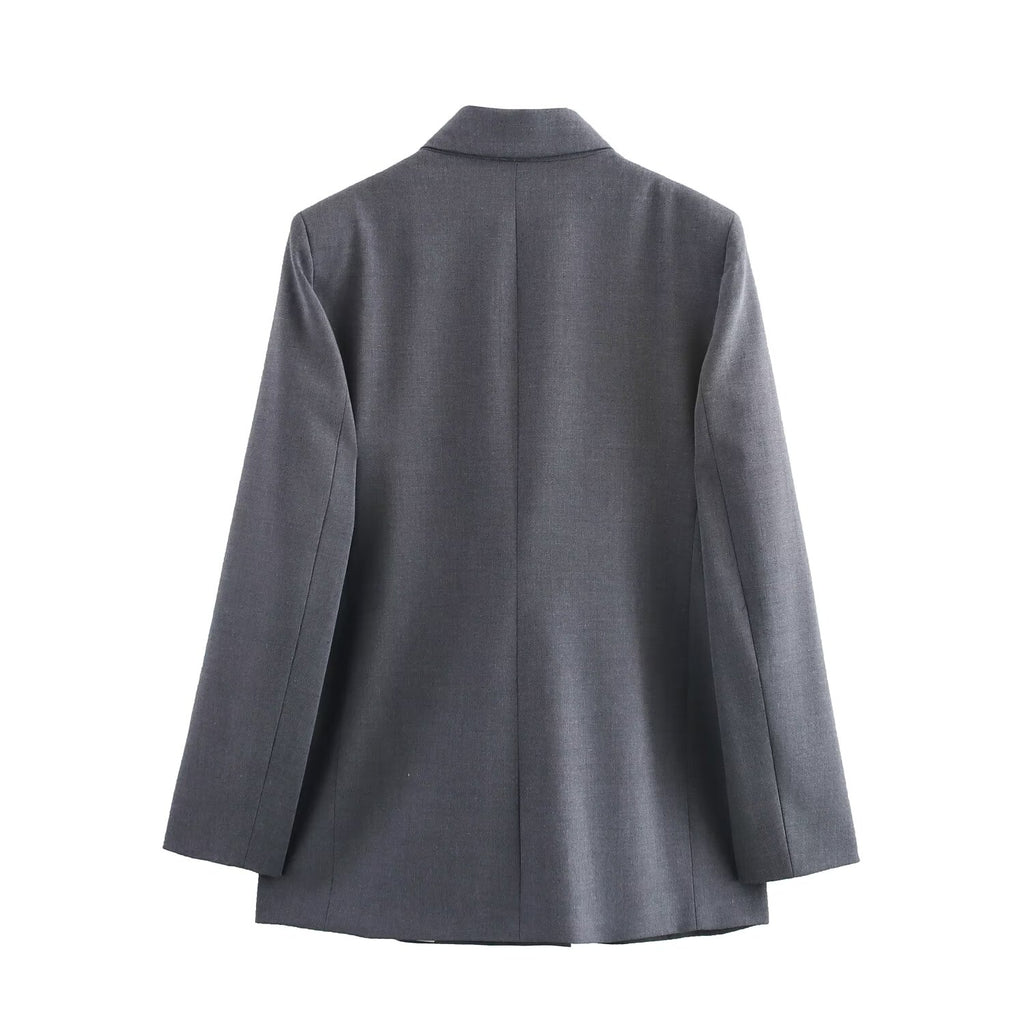 Double Breasted Blazer With Padded Shoulder Pant Set