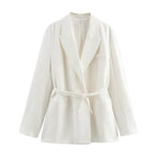 Spring Blended Blazer Pleated Pants Set