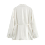 Spring Blended Blazer Pleated Pants Set