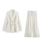 Spring Blended Blazer Pleated Pants Set