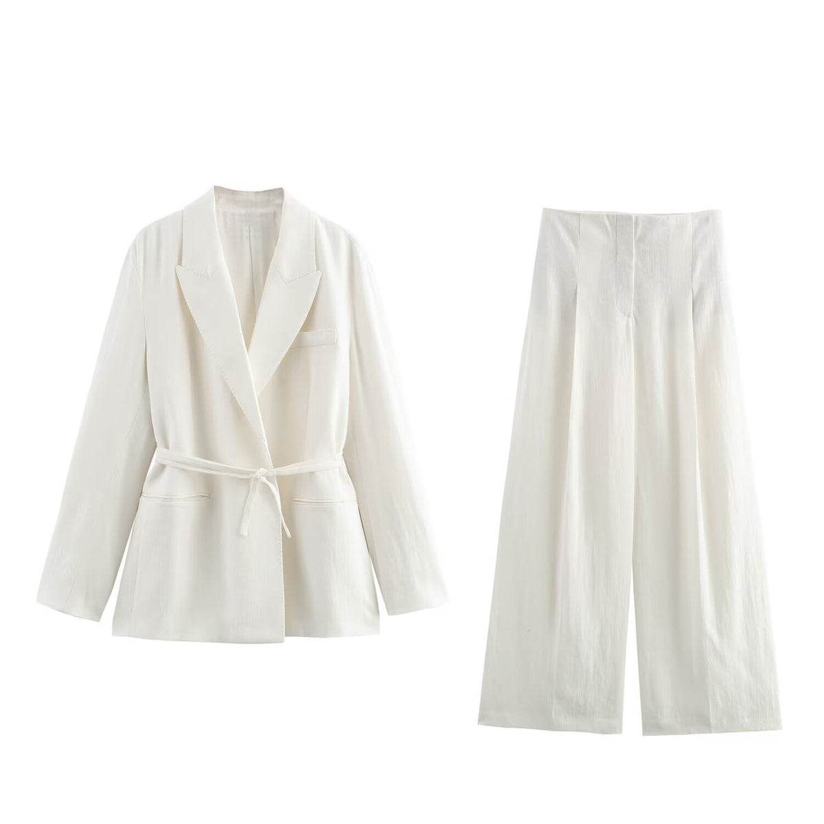 Spring Blended Blazer Pleated Pants Set