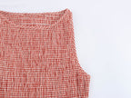 Fine Plaid Sleeveless Midi Dress